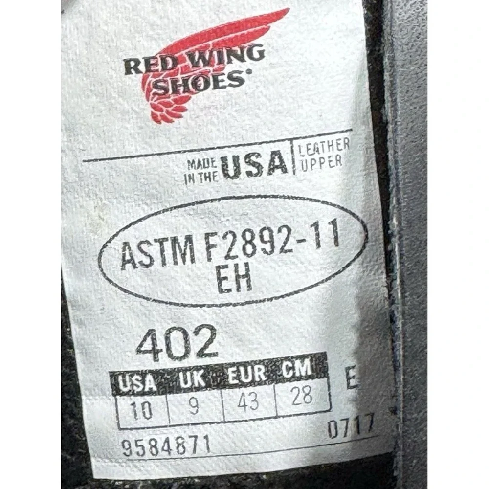 Red Wing Boots Men's 10 E 402 Supersole Leather Work
